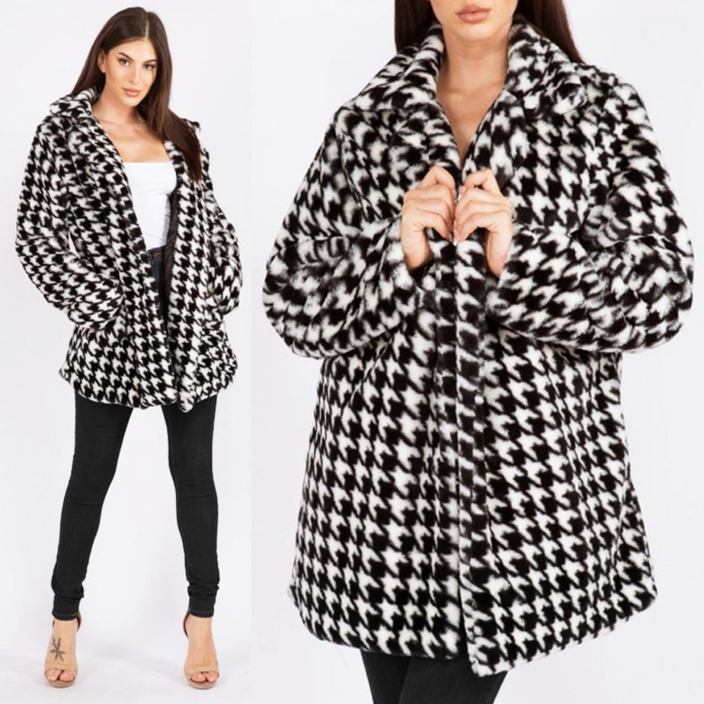Women's Black and White Teddy Jacket